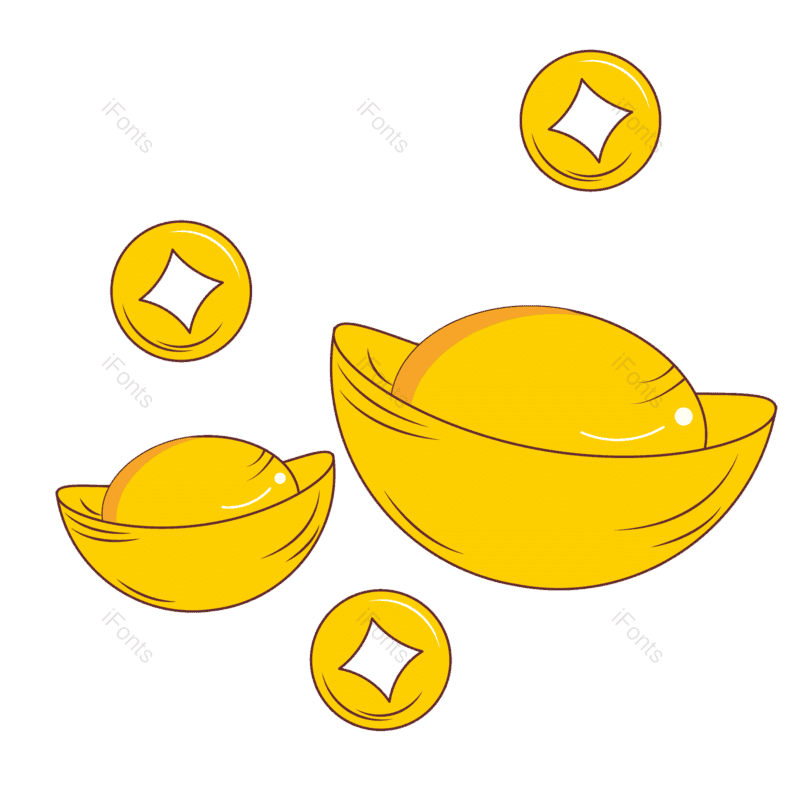 金元宝图片,中国元素,卡通元素PNG,线描免抠素材